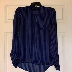 Black and Blue Striped Blouse
